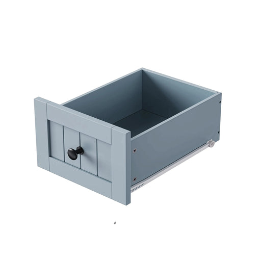 K&K 53inch Large Kitchen Island with 2 Bar Stools, Power Outlet,Door Internal Storage Rack,Kitchen Storage Cart on 5 Wheels with Drop Leaf,5 Open Side Racks,3 Drawers for Kitchen,Dining Room,Grey Blue Default -DTYStore