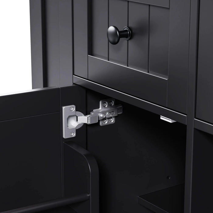 K&K 53inch Large Kitchen Island with 2 Bar Stools, Power Outlet,Door Internal Storage Rack, Kitchen Storage Cart on 5 Wheels with Drop Leaf, 5 Open Side Racks, 3 Drawers, for Kitchen,Dining Room,Black Default -DTYStore