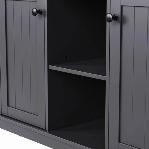 K&K 53inch Large Kitchen Island with 2 Bar Stools, Power Outlet,Door Internal Storage Rack, Kitchen Storage Cart on 5 Wheels with Drop Leaf, 5 Open Side Racks, 3 Drawers, for Kitchen,Dining Room,Black Default -DTYStore