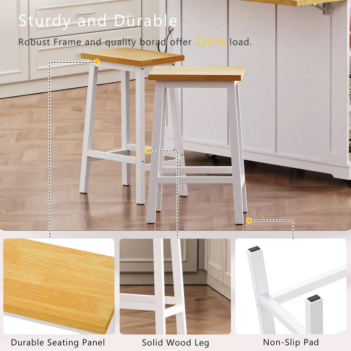K&K 53inch Large Kitchen Island with 2 Bar Stools, Power Outlet,Door Internal Storage Rack, Kitchen Storage Cart on 5 Wheels with Drop Leaf, 5 Open Side Racks, 3 Drawers, for Kitchen,Dining Room,White Default -DTYStore