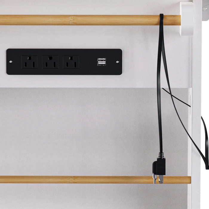 K&K 53inch Large Kitchen Island with 2 Bar Stools, Power Outlet,Door Internal Storage Rack, Kitchen Storage Cart on 5 Wheels with Drop Leaf, 5 Open Side Racks, 3 Drawers, for Kitchen,Dining Room,White Default -DTYStore