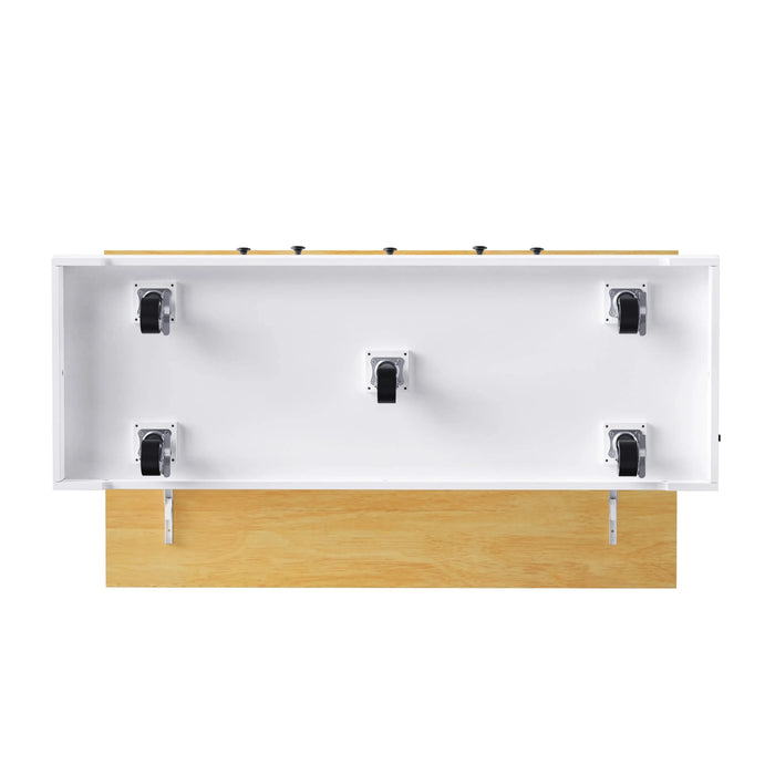 K&K 53inch Large Kitchen Island with 2 Bar Stools, Power Outlet,Door Internal Storage Rack, Kitchen Storage Cart on 5 Wheels with Drop Leaf, 5 Open Side Racks, 3 Drawers, for Kitchen,Dining Room,White Default -DTYStore