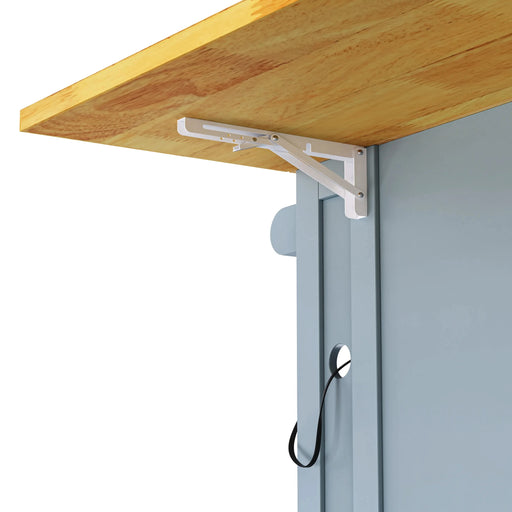 K&K 53inch Large Kitchen Island with Drop Leaf,Power Outlet,Door Internal Storage Rack,Rolling Kitchen Cart on 5 Wheels with 5 Open Side Racks for Kitchen,Dining Room,Grey Blue(Not include bar stools) Default -DTYStore