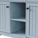 K&K 53inch Large Kitchen Island with Drop Leaf,Power Outlet,Door Internal Storage Rack,Rolling Kitchen Cart on 5 Wheels with 5 Open Side Racks for Kitchen,Dining Room,Grey Blue(Not include bar stools) Default -DTYStore