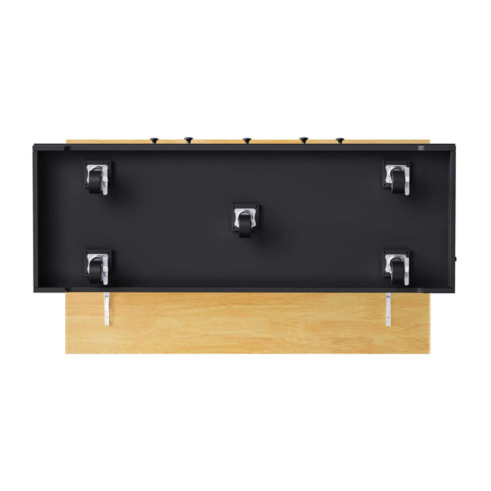 K&K 53inch Large Kitchen Island with Drop Leaf, Power Outlet, Door Internal Storage Rack, Rolling Kitchen Cart on 5 Wheels with 5 Open Side Racks for Kitchen, Dining Room,Black(Not include bar stools) Default -DTYStore