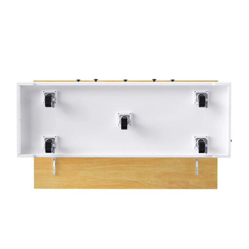 K&K 53inch Large Kitchen Island with Drop Leaf, Power Outlet, Door Internal Storage Rack, Rolling Kitchen Cart on 5 Wheels with 5 Open Side Racks for Kitchen, Dining Room,White(Not include bar stools) Default -DTYStore