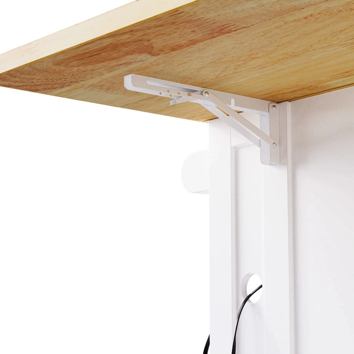 K&K 53inch Large Kitchen Island with Drop Leaf, Power Outlet, Door Internal Storage Rack, Rolling Kitchen Cart on 5 Wheels with 5 Open Side Racks for Kitchen, Dining Room,White(Not include bar stools) Default -DTYStore