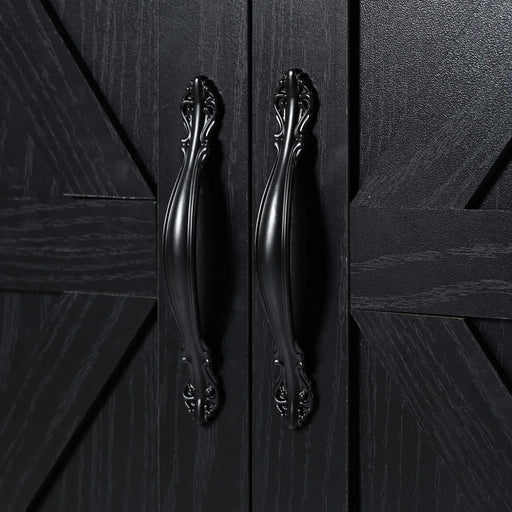 K&K 54.5' Farmhouse Kitchen Island with Power Outlet, Kitchen Storage Island with Internal Storage Rack, Drop Leaf, Spice Rack, Rolling Kitchen Cart on Wheels, for Home, Kitchen and Dining Room,Black Default -DTYStore