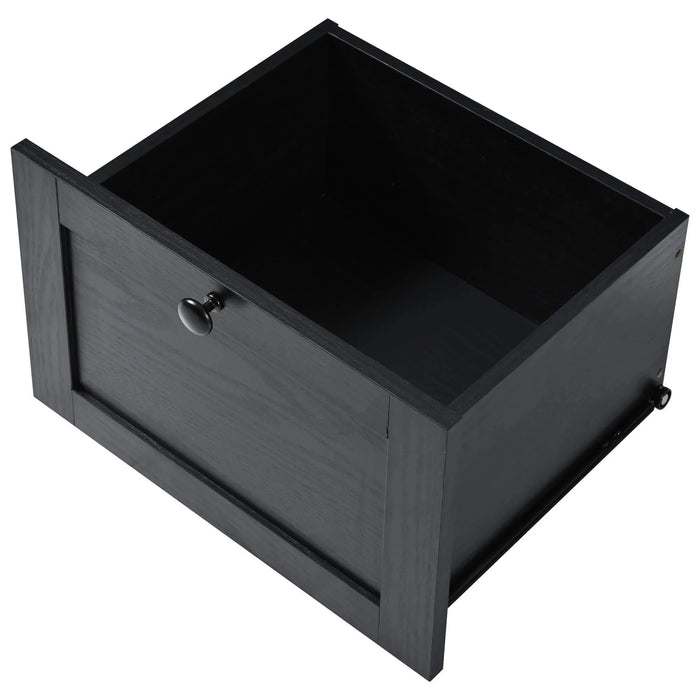 K&K 54.5' Farmhouse Kitchen Island with Power Outlet, Kitchen Storage Island with Internal Storage Rack, Drop Leaf, Spice Rack, Rolling Kitchen Cart on Wheels, for Home, Kitchen and Dining Room,Black Default -DTYStore