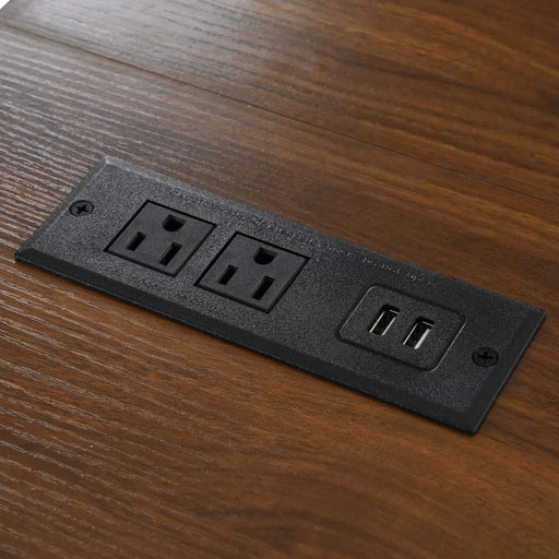 K&K 54.5' Farmhouse Kitchen Island with Power Outlet, Kitchen Storage Island with Internal Storage Rack, Drop Leaf, Spice Rack, Rolling Kitchen Cart on Wheels, for Home, Kitchen and Dining Room,Black Default -DTYStore