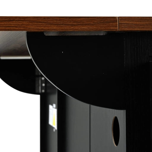 K&K 54.5' Farmhouse Kitchen Island with Power Outlet, Kitchen Storage Island with Internal Storage Rack, Drop Leaf, Spice Rack, Rolling Kitchen Cart on Wheels, for Home, Kitchen and Dining Room,Black Default -DTYStore