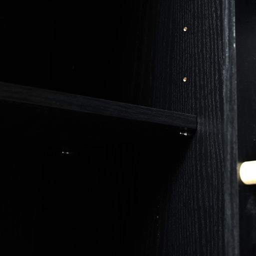 K&K 54.5' Farmhouse Kitchen Island with Power Outlet, Kitchen Storage Island with Internal Storage Rack, Drop Leaf, Spice Rack, Rolling Kitchen Cart on Wheels, for Home, Kitchen and Dining Room,Black Default -DTYStore