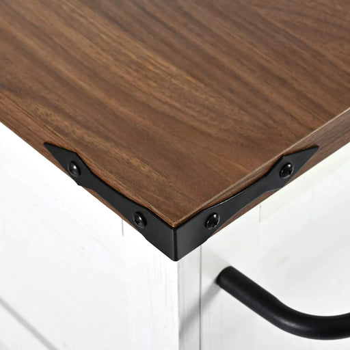 K&K 54.5' Farmhouse Kitchen Island with Power Outlet, Kitchen Storage Island with Internal Storage Rack, Drop Leaf, Spice Rack, Rolling Kitchen Cart on Wheels, for Home, Kitchen and Dining Room,White Default -DTYStore