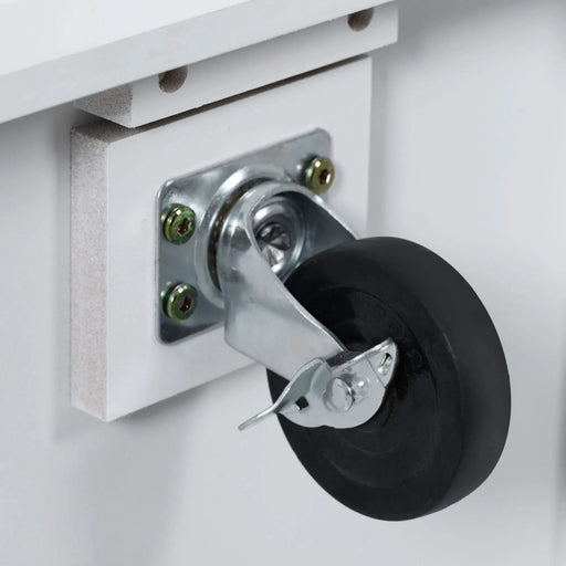 K&K 54.9' Kitchen Island with Drop Leaf, Power Outlet, Kitchen Storage Cart with 4 Door Shelves, Cross Barn Doors & Visual Glass Door, Rolling Kitchen Island on 4 Wheels for Kitchen, Dining Room,White Default -DTYStore