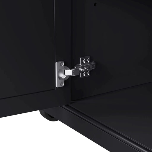 K&K 54inch Large Kitchen Island with Rubber Wood Drop Leaf, Embossed Texture Rolling Kitchen Cart on 4 Wheels with 4 Doors and 3 Drawers, Kitchen Island with Storage for Kitchen, Dining Room,Black Default -DTYStore