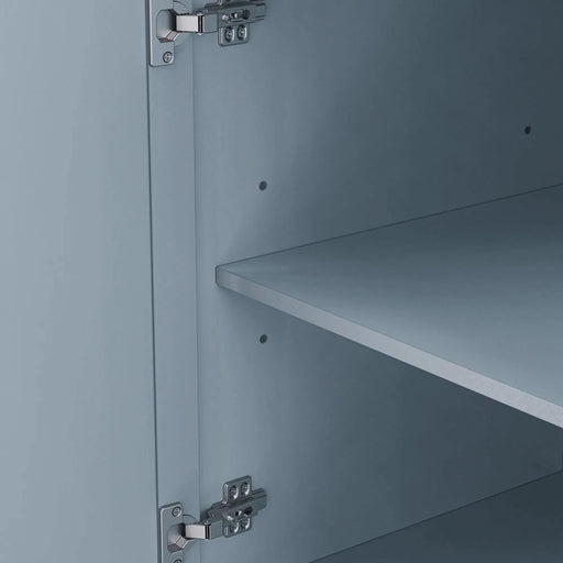 K&K 54inch Large Kitchen Island with Rubber Wood Drop Leaf, Embossed Texture Rolling Kitchen Cart on 4 Wheels with 4 Doors and 3 Drawers, Kitchen Island with Storage for Kitchen, Dining Room,Grey Blue Default -DTYStore