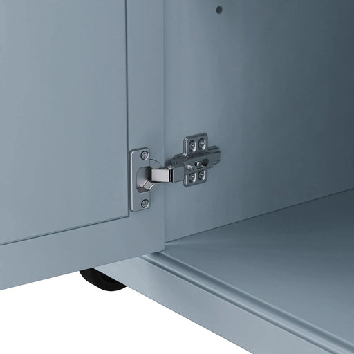 K&K 54inch Large Kitchen Island with Rubber Wood Drop Leaf, Embossed Texture Rolling Kitchen Cart on 4 Wheels with 4 Doors and 3 Drawers, Kitchen Island with Storage for Kitchen, Dining Room,Grey Blue Default -DTYStore