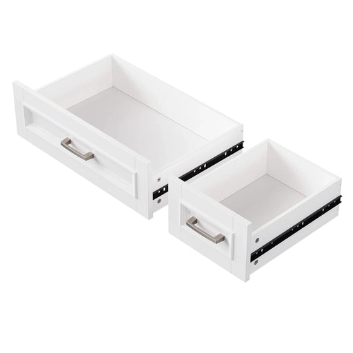 K&K 54inch Large Kitchen Island with Rubber Wood Drop Leaf, Embossed Texture Rolling Kitchen Cart on 4 Wheels with 4 Doors and 3 Drawers, Kitchen Island with Storage for Kitchen, Dining Room,White Default -DTYStore