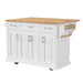 K&K 54inch Large Kitchen Island with Rubber Wood Drop Leaf, Embossed Texture Rolling Kitchen Cart on 4 Wheels with 4 Doors and 3 Drawers, Kitchen Island with Storage for Kitchen, Dining Room,White Default -DTYStore