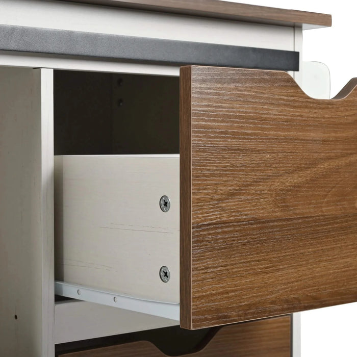 K&K 55.5' Farmhouse Kitchen Island with Drop Leaf, Kitchen Storage Island with Barn Door, Power Outlet, Rolling Kitchen Cart on Wheels with Spice Rack, for Home, Kitchen, Dining Room, White Default -DTYStore