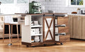 K&K 55.5' Farmhouse Kitchen Island with Drop Leaf, Kitchen Storage Island with Barn Door, Power Outlet, Rolling Kitchen Cart on Wheels with Spice Rack, for Home, Kitchen, Dining Room, White Default -DTYStore