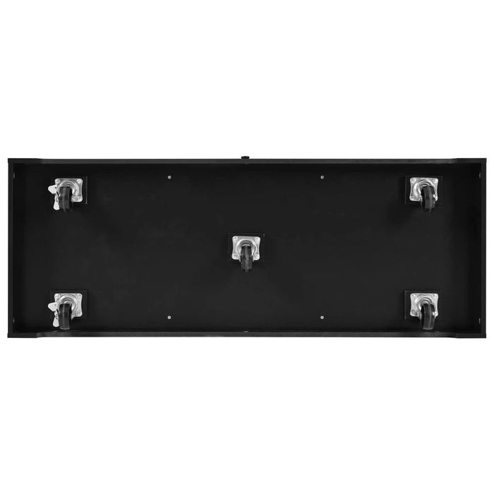 K&K 55.7'' Large Kitchen Island with 2 Drop Leaf,, Rolling Kitchen Cart on 5 Wheels with Power Outlet, Folding Storage Dining Table with Spice & Towel Rack , 3 Drawers, for Kitchen, Dining Room,Black Default -DTYStore