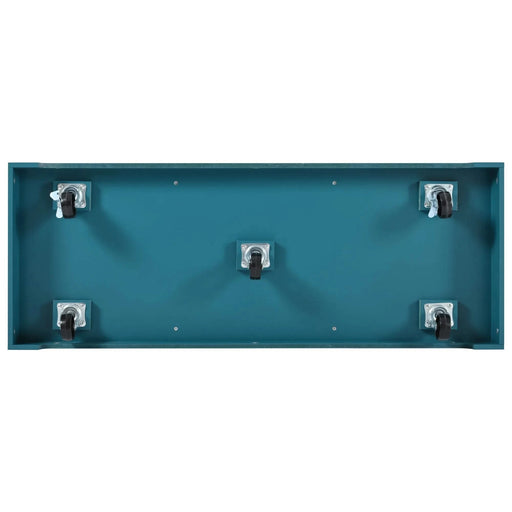 K&K 55.7'' Large Kitchen Island with 2 Drop Leaf,, Rolling Kitchen Cart on 5 Wheels with Power Outlet, Folding Storage Dining Table with Spice & Towel Rack , 3 Drawers, for Kitchen, Dining Room,Green Default -DTYStore