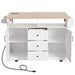 K&K 55.7'' Large Kitchen Island with 2 Drop Leaf,, Rolling Kitchen Cart on 5 Wheels with Power Outlet, Folding Storage Dining Table with Spice & Towel Rack , 3 Drawers, for Kitchen, Dining Room,White Default -DTYStore