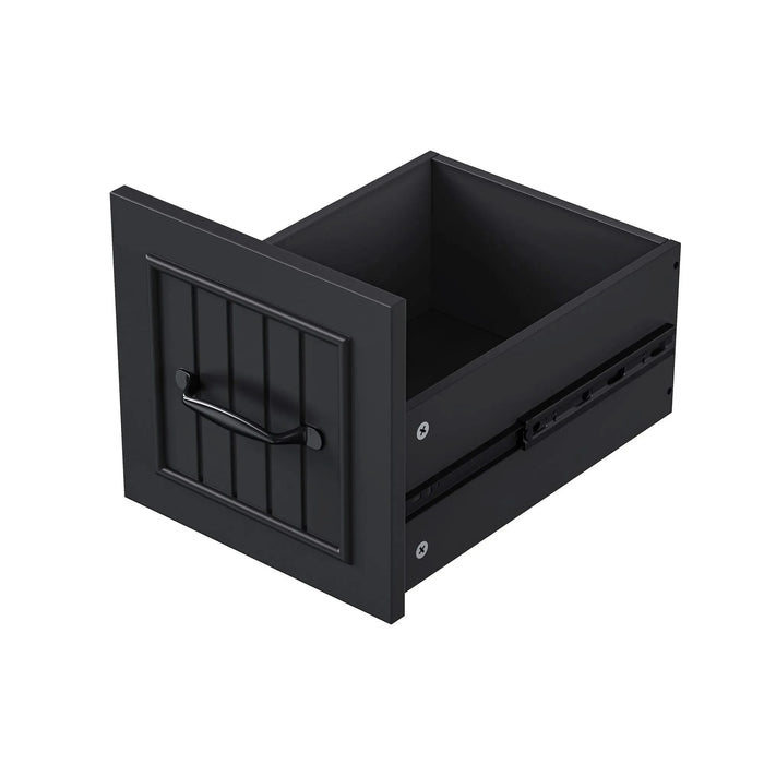 K&K 56 inch Kitchen Island with Rubber Wood Veneer Drop Leaf, Power Outlet, 4 Door Shelves, Embossed Vertical Stripe Rolling Kitchen Cart on 4 Wheels with 6 Deep Drawers for Kitchen, Dining Room,Black Default -DTYStore