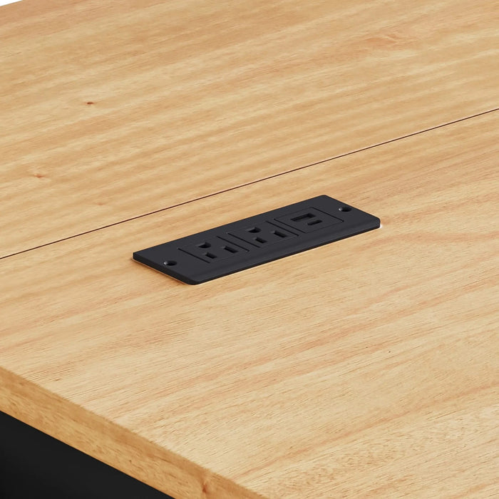 K&K 56 inch Kitchen Island with Rubber Wood Veneer Drop Leaf, Power Outlet, 4 Door Shelves, Embossed Vertical Stripe Rolling Kitchen Cart on 4 Wheels with 6 Deep Drawers for Kitchen, Dining Room,Black Default -DTYStore