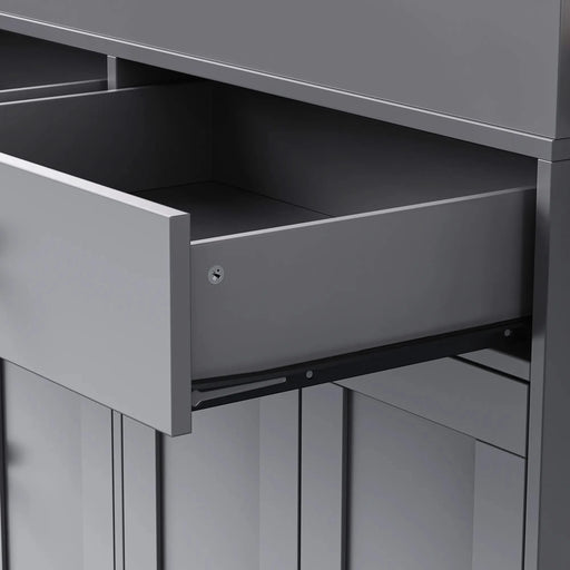 K&K 74.5 inch Kitchen Island with Extendable Dining Table , Rolling Kitchen Island on Wheels with Spice Rack and 2 Drawers, Kitchen Storage Cart with 4 Door Cabinet, for Kitchen, Dining Room, Grey Default -DTYStore