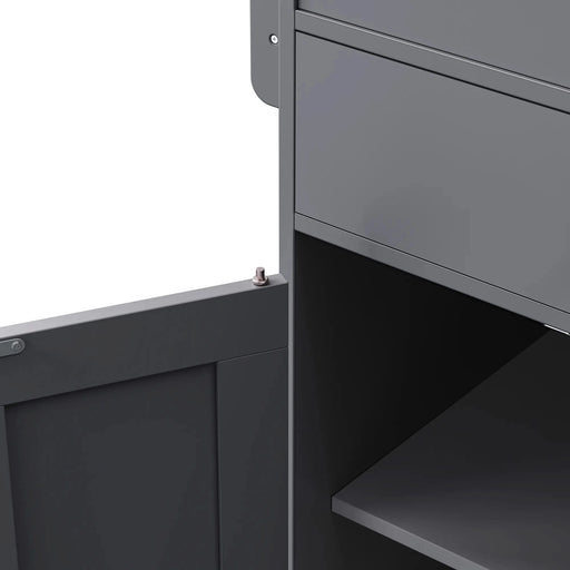 K&K 74.5 inch Kitchen Island with Extendable Dining Table , Rolling Kitchen Island on Wheels with Spice Rack and 2 Drawers, Kitchen Storage Cart with 4 Door Cabinet, for Kitchen, Dining Room, Grey Default -DTYStore