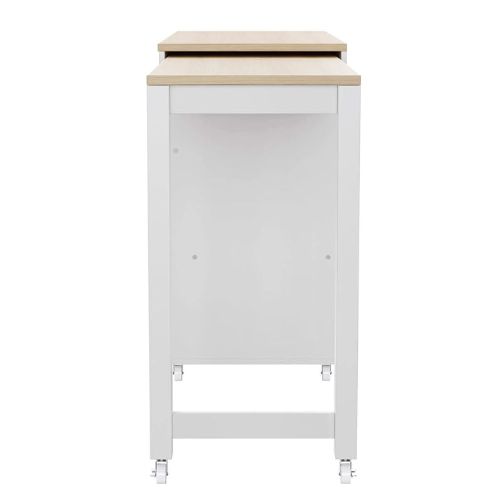 K&K 74.5 inch Kitchen Island with Extendable Dining Table , Rolling Kitchen Island on Wheels with Spice Rack and 2 Drawers, Kitchen Storage Cart with 4 Door Cabinet, for Kitchen, Dining Room, White Default -DTYStore