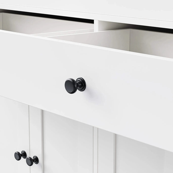 K&K 74.5 inch Kitchen Island with Extendable Dining Table , Rolling Kitchen Island on Wheels with Spice Rack and 2 Drawers, Kitchen Storage Cart with 4 Door Cabinet, for Kitchen, Dining Room, White Default -DTYStore