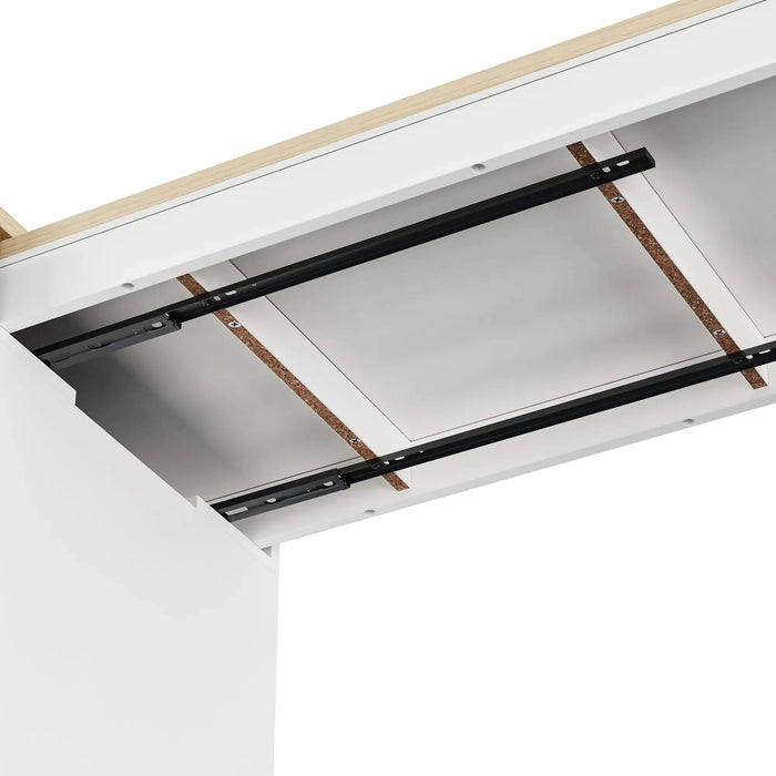 K&K 74.5 inch Kitchen Island with Extendable Dining Table , Rolling Kitchen Island on Wheels with Spice Rack and 2 Drawers, Kitchen Storage Cart with 4 Door Cabinet, for Kitchen, Dining Room, White Default -DTYStore