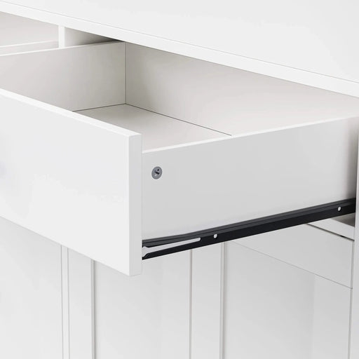 K&K 74.5 inch Kitchen Island with Extendable Dining Table , Rolling Kitchen Island on Wheels with Spice Rack and 2 Drawers, Kitchen Storage Cart with 4 Door Cabinet, for Kitchen, Dining Room, White Default -DTYStore