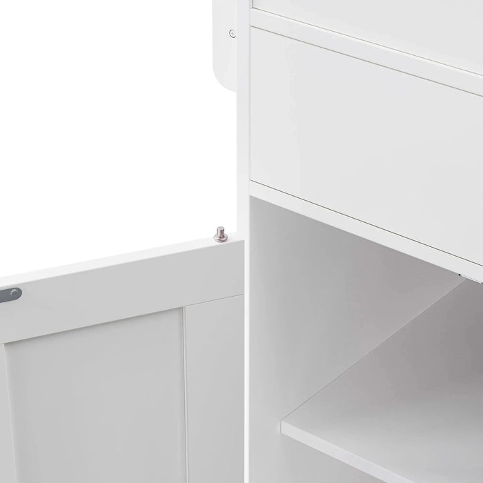 K&K 74.5 inch Kitchen Island with Extendable Dining Table , Rolling Kitchen Island on Wheels with Spice Rack and 2 Drawers, Kitchen Storage Cart with 4 Door Cabinet, for Kitchen, Dining Room, White Default -DTYStore