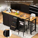 K&K 74.8' Kitchen Island with Extendable Dining Table, Kitchen Storage Cart with 3 Drawers, Power Outlet, Rolling Kitchen Island on Wheels with Spice Rack and 2 Door Cabinet, for Kitchen, Black Default -DTYStore