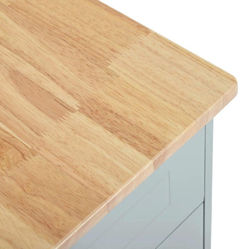 K&K Fluted Kitchen Island with Trash Can Storage Cabinet, Power Outlet, Internal Storage Rack, Rolling Kitchen Islands on 5 Wheels with 3 Drawer, 3 Open Side Racks for 10 Gallon Garbage Bin,Grey Blue Default -DTYStore