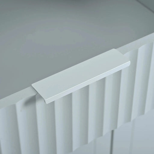 K&K Fluted Kitchen Island with Trash Can Storage Cabinet, Power Outlet, Internal Storage Rack, Rolling Kitchen Islands on 5 Wheels with 3 Drawer, 3 Open Side Racks for 10 Gallon Garbage Bin,Grey Blue Default -DTYStore