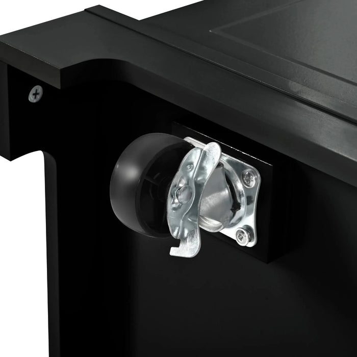 K&K Fluted Kitchen Island with Trash Can Storage Cabinet, Power Outlet, Internal Storage Rack, Rolling Kitchen Islands on 5 Wheels with 3 Drawer, 3 Open Side Racks for 10 Gallon Garbage Bin, Black Default -DTYStore