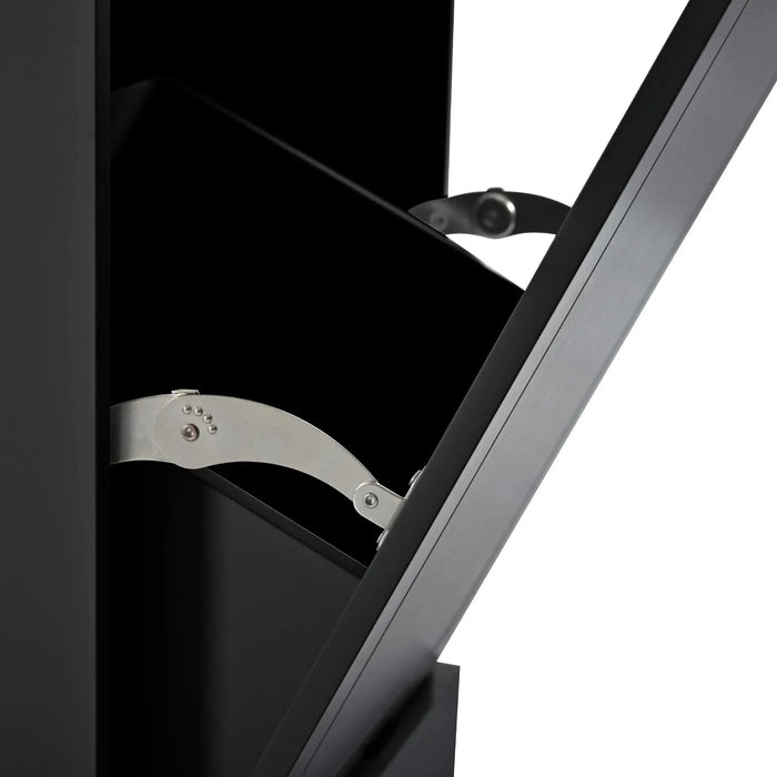 K&K Fluted Kitchen Island with Trash Can Storage Cabinet, Power Outlet, Internal Storage Rack, Rolling Kitchen Islands on 5 Wheels with 3 Drawer, 3 Open Side Racks for 10 Gallon Garbage Bin, Black Default -DTYStore