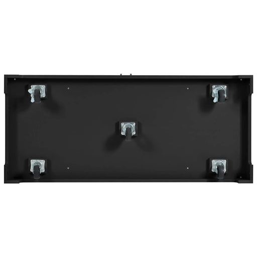 K&K Fluted Kitchen Island with Trash Can Storage Cabinet, Power Outlet, Internal Storage Rack, Rolling Kitchen Islands on 5 Wheels with 3 Drawer, 3 Open Side Racks for 10 Gallon Garbage Bin, Black Default -DTYStore