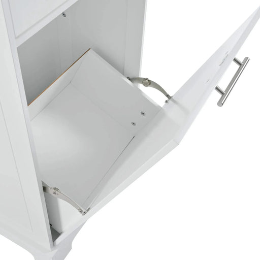 K&K Fluted Kitchen Island with Trash Can Storage Cabinet, Power Outlet, Internal Storage Rack, Rolling Kitchen Islands on 5 Wheels with 3 Drawer, 3 Open Side Racks for 10 Gallon Garbage Bin, White Default -DTYStore