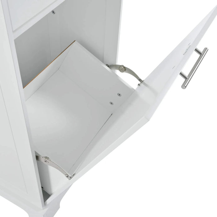 K&K Fluted Kitchen Island with Trash Can Storage Cabinet, Power Outlet, Internal Storage Rack, Rolling Kitchen Islands on 5 Wheels with 3 Drawer, 3 Open Side Racks for 10 Gallon Garbage Bin, White Default -DTYStore