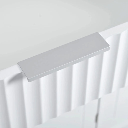 K&K Fluted Kitchen Island with Trash Can Storage Cabinet, Power Outlet, Internal Storage Rack, Rolling Kitchen Islands on 5 Wheels with 3 Drawer, 3 Open Side Racks for 10 Gallon Garbage Bin, White Default -DTYStore