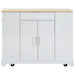 K&K Fluted Kitchen Island with Trash Can Storage Cabinet, Power Outlet, Internal Storage Rack, Rolling Kitchen Islands on 5 Wheels with 3 Drawer, 3 Open Side Racks for 10 Gallon Garbage Bin, White Default -DTYStore