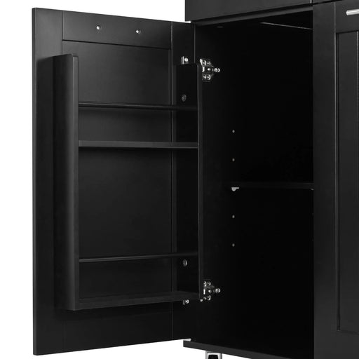K&K Kitchen Island with Drop Leaf, Kitchen Storage Cart with 3 Tier Pull Out Cabinet Organizer, Internal Storage Rack, Rolling Kitchen Cart on Wheels with Towel Rack, 2 Drawers, for Kitchen, Black -DTYStore