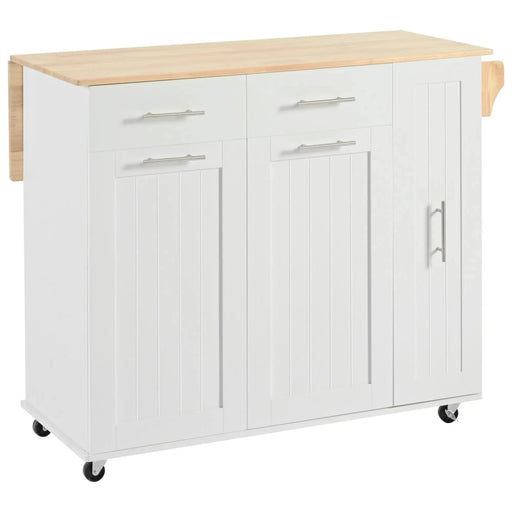 K&K Kitchen Island with Drop Leaf, Kitchen Storage Cart with 3 Tier Pull Out Cabinet Organizer, Internal Storage Rack, Rolling Kitchen Cart on Wheels with Towel Rack, 2 Drawers, for Kitchen, White Default -DTYStore