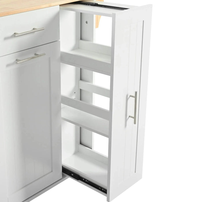 K&K Kitchen Island with Drop Leaf, Kitchen Storage Cart with 3 Tier Pull Out Cabinet Organizer, Internal Storage Rack, Rolling Kitchen Cart on Wheels with Towel Rack, 2 Drawers, for Kitchen, White Default -DTYStore